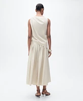 Mango Women's Pleated Detail Flared Skirt