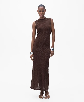 Mango Women's Perkins Collar Textured Dress