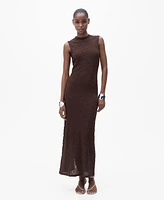 Mango Women's Perkins Collar Textured Dress