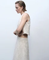 Mango Women's Textured Flared Skirt