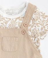 First Impressions Baby Boys Cotton Tonal Leaf-Print Bodysuit & Shortall, 2 Piece Set, Exclusively at Macy's