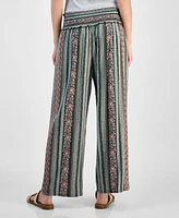 Kingston Grey Juniors' Printed Cropped Wide-Leg Soft Pants