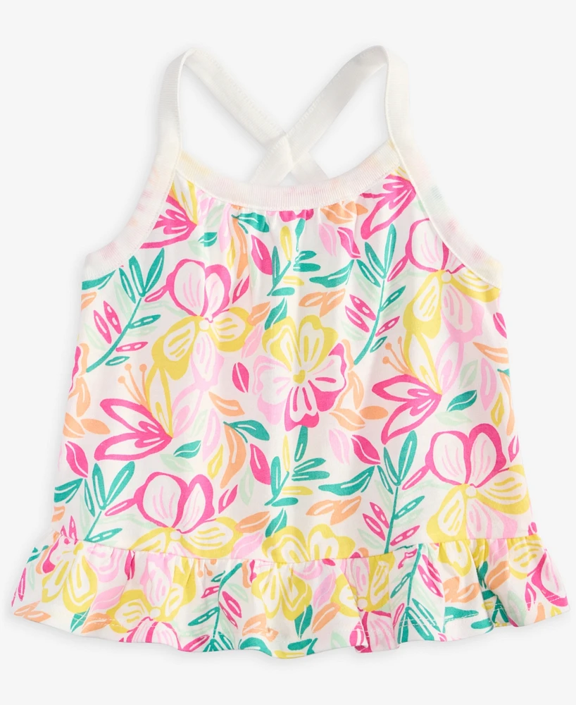 First Impressions Baby Girls Modern Tropical-Print Peplum Tank Top, Exclusively at Macy's