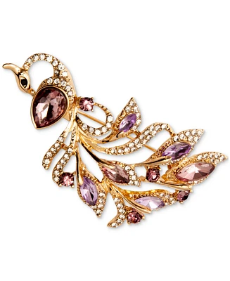Anne Klein Gold-Tone Pave & Color Crystal Peacock Pin