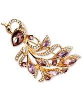 Anne Klein Gold-Tone Pave & Color Crystal Peacock Pin