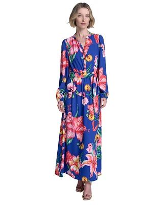 Halston Women's Button-Front Belted Maxi Dress