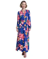 Halston Women's Button-Front Belted Maxi Dress