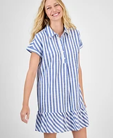 Style & Co Women's Striped Cotton Short-Sleeve Shirtdress, Exclusively at Macy's