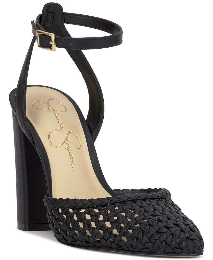 Jessica Simpson Women's Nariro Block-Heel Woven Pumps