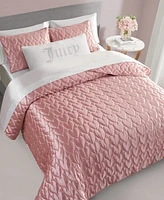 Juicy Couture Satin Heart Stitched Pc. Quilt Set