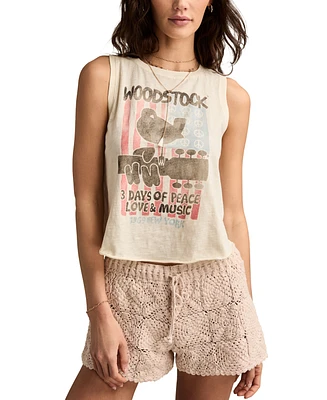 Lucky Brand Women's Cotton Woodstock American Flag Tank Top
