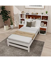 Bed Frame with Storage Headboard and Nightstands-Twin Size