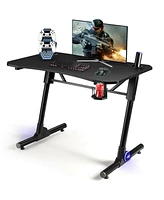 43.5 Inch Height Adjustable Gaming Desk with Blue Led Lights