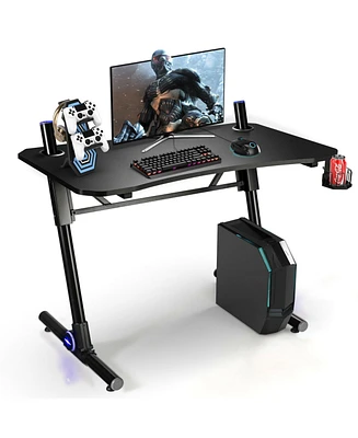 43.5 Inch Height Adjustable Gaming Desk with Blue Led Lights