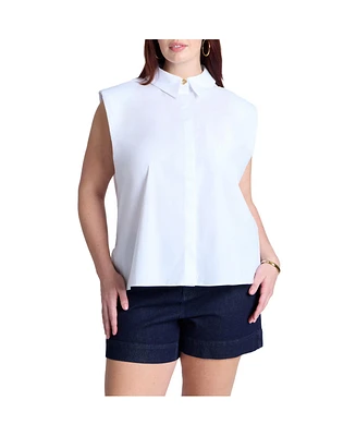 Eloquii Plus Strong Shoulder Collared Top