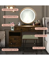 Modern Dressing Table with Storage Cabinet-Rustic Brown