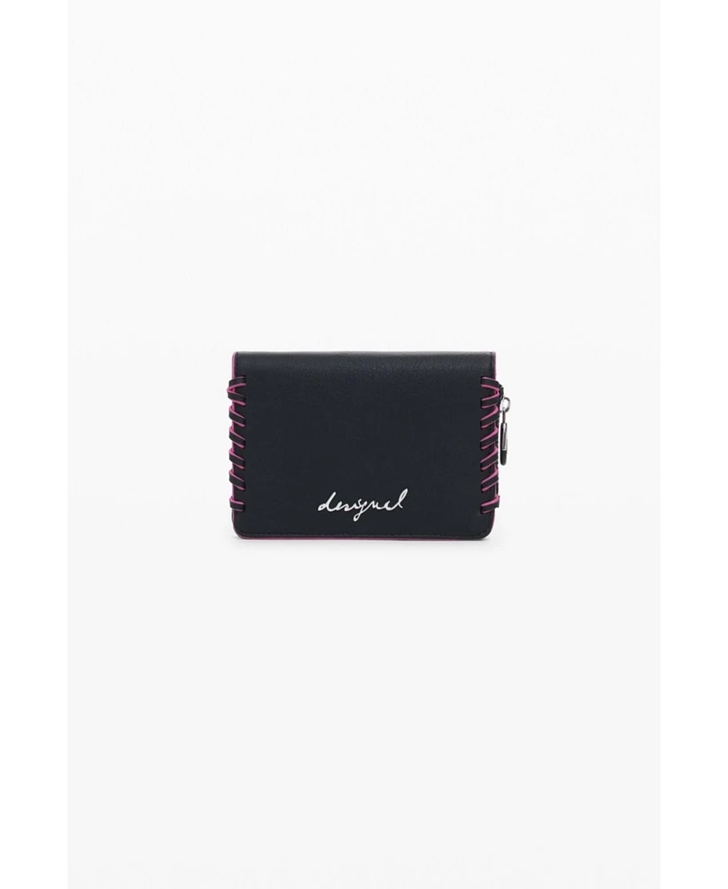 Desigual Women's Small braided leather-effect wallet