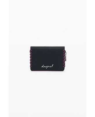 Desigual Women's Small braided leather-effect wallet