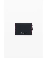 Desigual Women's Small braided leather-effect wallet