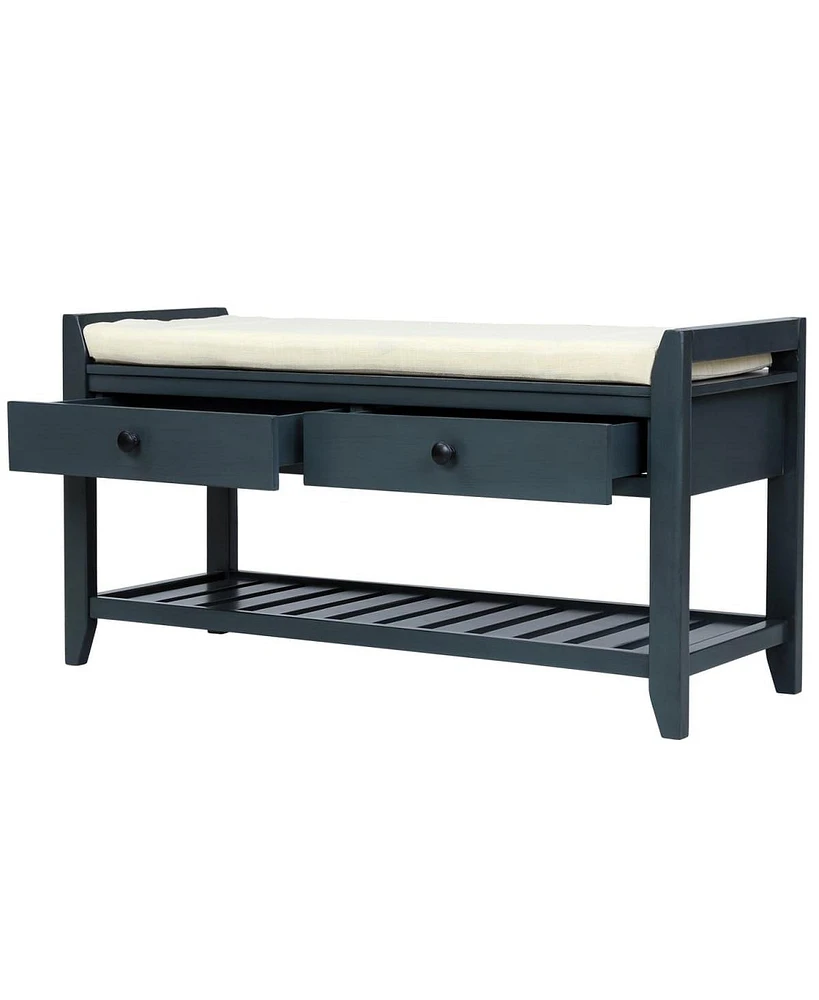 Entryway Storage Bench with Cushion Drawers and Shoe Rack for Organized Seating Footwear Small Spaces-The Pop Home