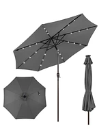 Gymax 10FT Solar Umbrella Led Market Steel Tilt w/ Crank Patio