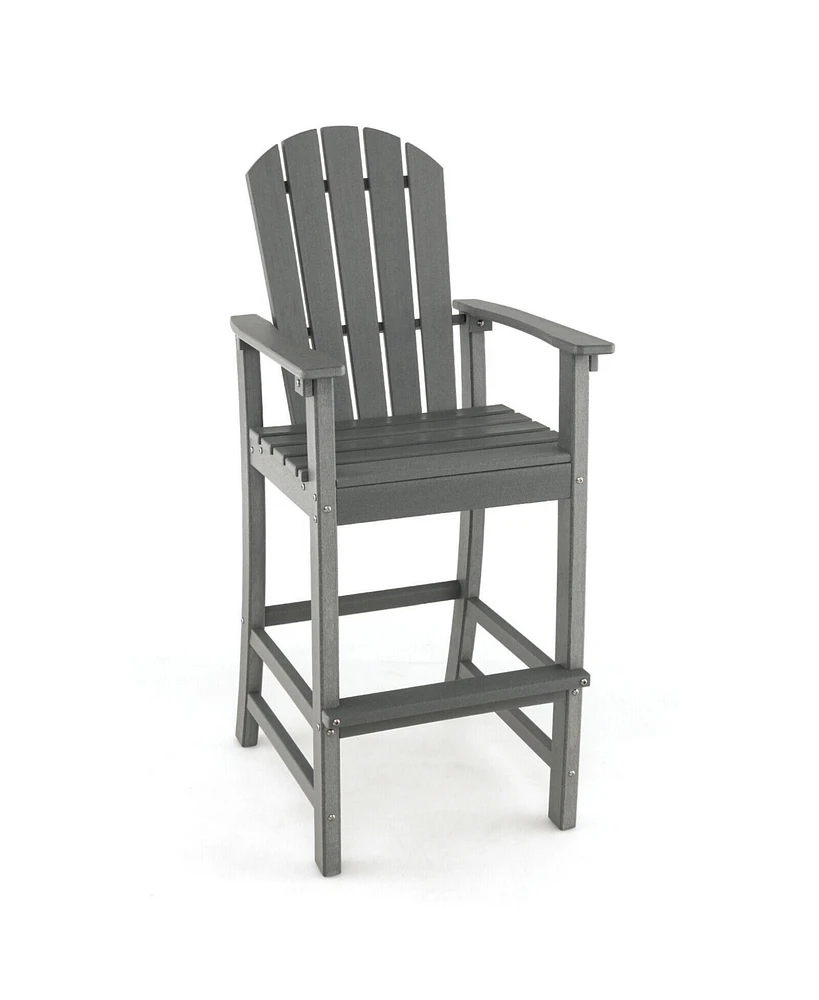 30 Inches Counter Height Outdoor Hdpe Bar Stool with Armrests and Footrest