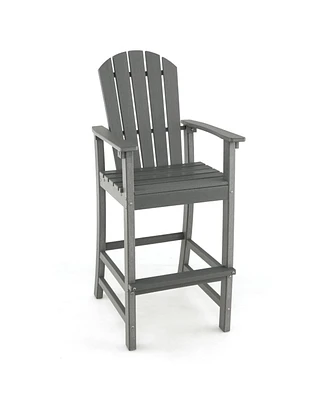 30 Inches Counter Height Outdoor Hdpe Bar Stool with Armrests and Footrest
