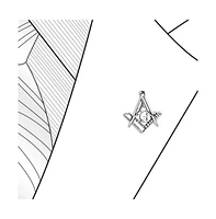 Bling Jewelry Set of 2 Tiny Masonic Freemason Stud Earrings and Brooch Pin Oxidized Silver
