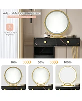 Modern Dressing Table with Storage Cabinet-Black