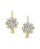 Bling Jewelry Set of 3 Multi Colors Crystal Flower Gold Plated Drop Earrings Lever Back