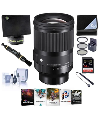 Sigma 35mm f/1.2 Dg Dn Art Lens for L Mount, Bundle with Corel Pc Software Kit, 82mm Filter Kit, Flex Lens Shade, Lens Cleaner, Lens Wrap, Cleaning Ki