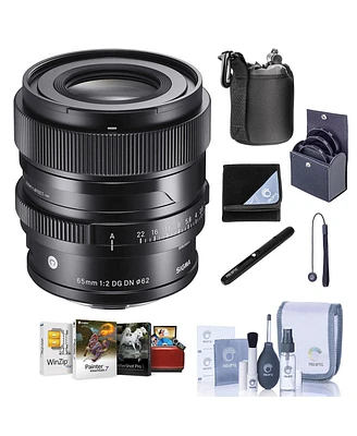 Sigma 65mm f/2.0 Dg Dn Contemporary Lens for Sony E, Bundle with ProOptic 62mm Filter Kit, Cleaning Kit, Protecting Cloth, Lens Cap Tether, Mac Softwa