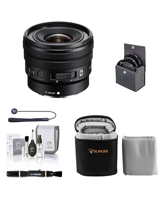 Sony E 10-20mm f/4 Pz G Lens for Sony E, Bundle with 62mm Filter Kit, Slinger Soft Lens Case, Lens Cleaner, Cleaning Kit, Lens Cap Tether