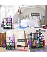 Mythinglogic 3- Tier Yoga Mat Home Gym Storage Rack, Large Capacity Dumbbell Rack for Home