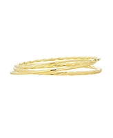 Bling Jewelry Set of 3 Simple Thin Twist Stacking Bangle Round Yellow Gold Plated 2.5MM