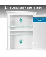 Gymax Bathroom Mirror Cabinet Wall Mounted Adjustable Shelf Medicine Storage White