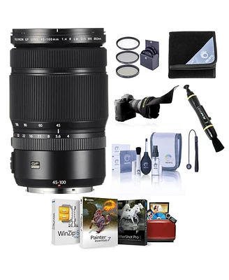 Fujifilm Gf 45-100mm F4 R Lm Wr Lens, Bundle with ProOptic 82mm Filter Kit, Flex Lens Shade, Lens Wrap, LensPen Cleaner, Lens Cap Tether, Cleaning Kit