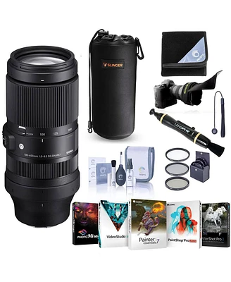 Sigma 100-400mm f/5-6.3 Dg Dn Os Contemporary Lens for Sony E, Bundle with 67mm Filter Kit, Pc Software Kit, Cleaning Kit, Lens Wrap, Flex Lens Shade,