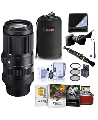 Sigma 100-400mm f/5-6.3 Dg Dn Os Contemporary Lens for Sony E, Bundle with 67mm Filter Kit, Mac Software Kit, Cleaning Kit, Flex Lens Shade, Lens Cap