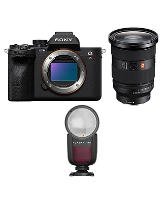 Sony Alpha a7R V Mirrorless Camera with Fe 24-70mm f/2.8 Gm Ii Lens, Bundle with Flashpoint Zoom Li-on X R2 Ttl Flash