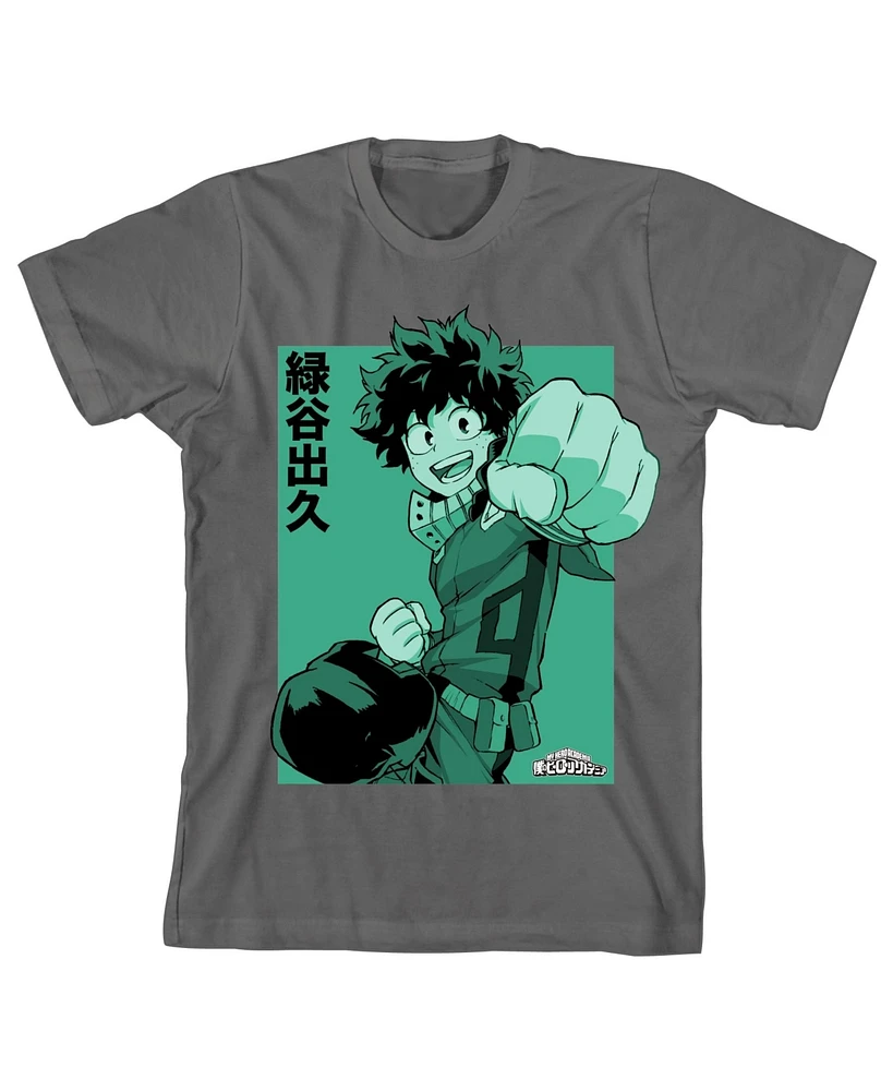 My Hero Academia Boys Deku Punch Charcoal T-shirt-xl