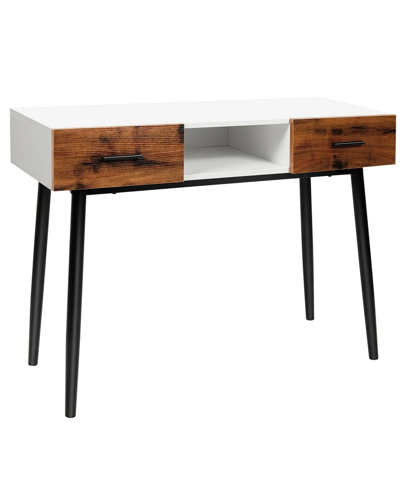 42 Inch Industrial Console Table with 2 Drawers for Entryway Hallway