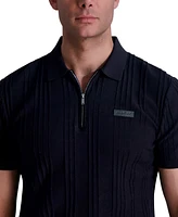 Karl Lagerfeld Paris Men's Cotton Short-Sleeve Quarter-Zip Sweater
