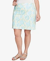 Hearts Of Palm Plus Tropical Print Pull On Skirt