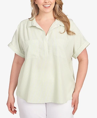Hearts Of Palm Plus Stripe Pull Over Top