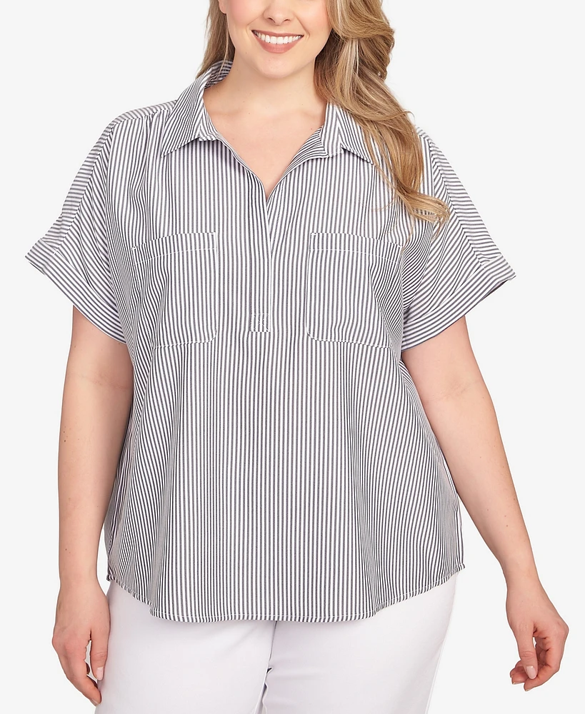 Hearts Of Palm Plus Stripe Pull Over Top