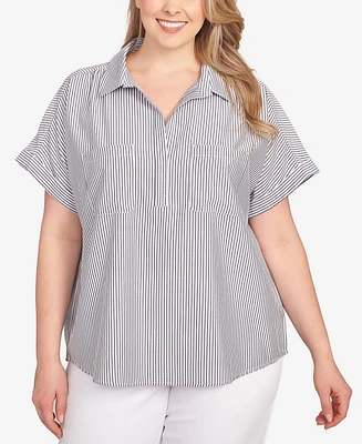 Hearts Of Palm Plus Stripe Pull Over Top