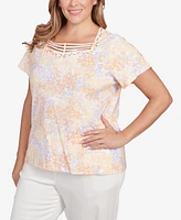 Hearts Of Palm Plus Short Sleeve Strappy Top