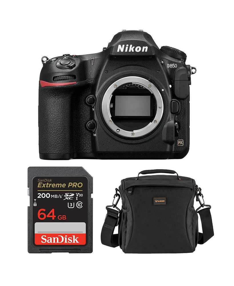 Nikon D850 Dslr Camera, Bundle with 64GB Memory Card, Alpine 160 Bag