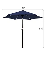 Gymax 10FT Solar Umbrella Led Patio Market Steel Tilt w/Crank Outdoor New Patio